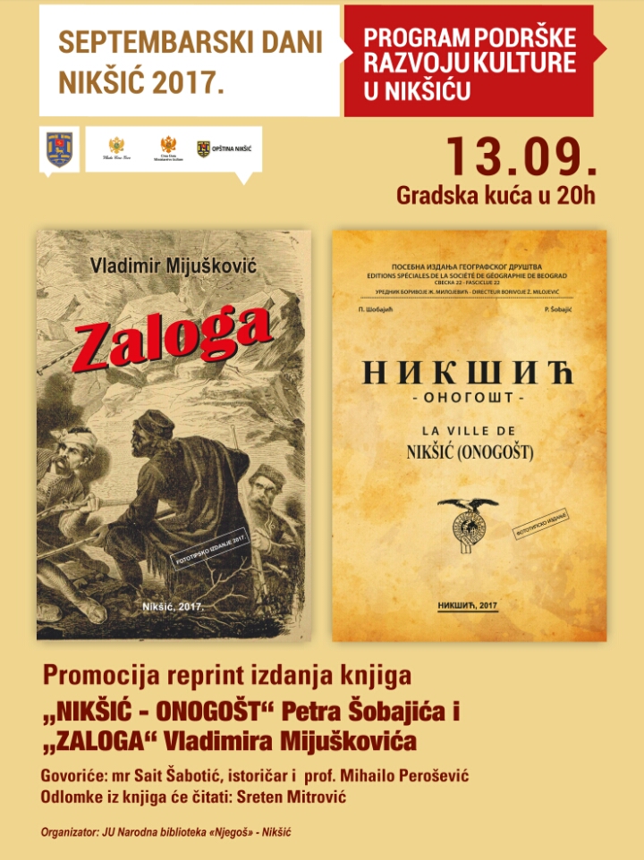 Promocija reprint izdanja knjiga „NIKŠIĆ – ONOGOŠT“ i 