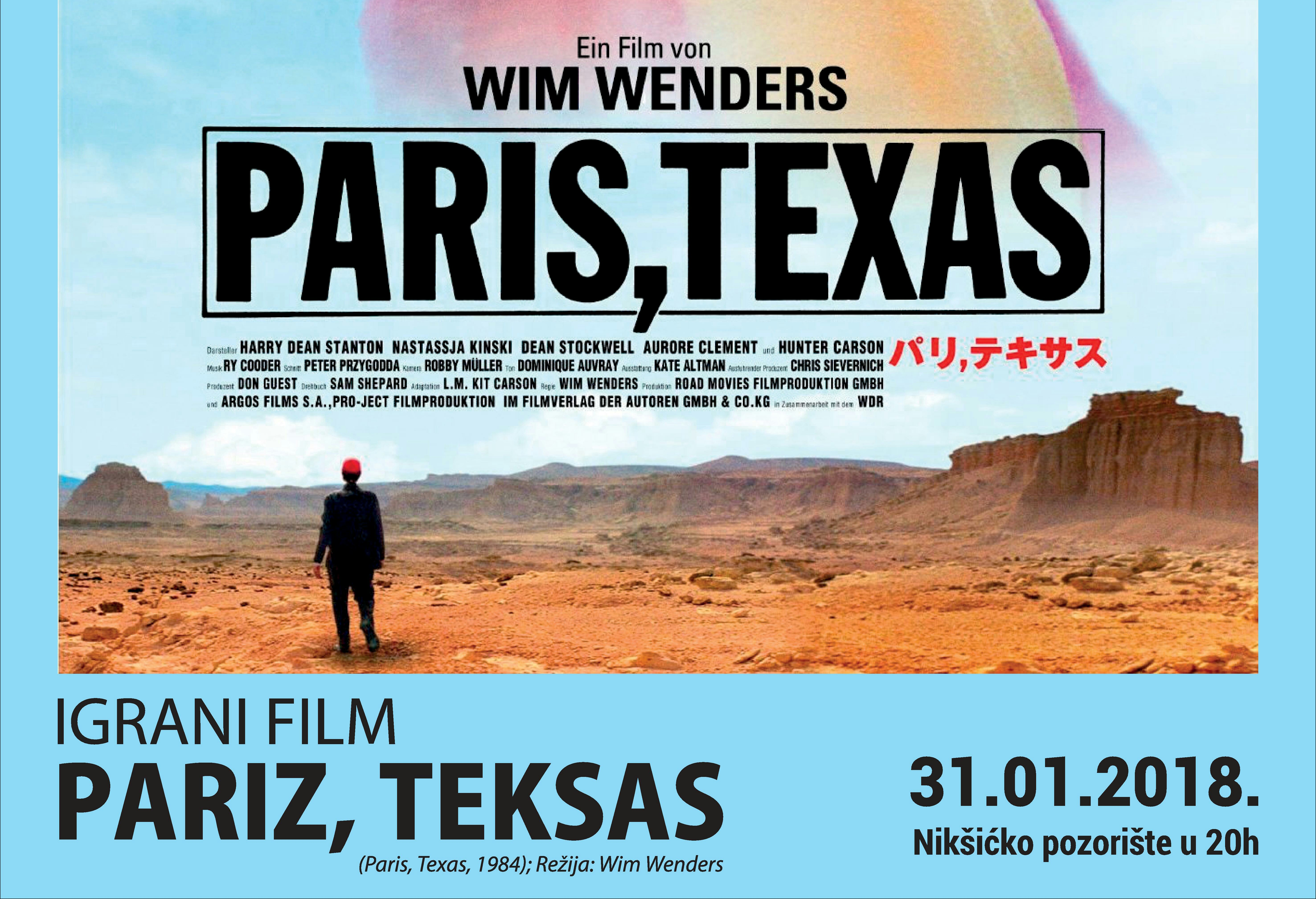 U Pozorištu projekcija filma „Pariz, Teksas“ 