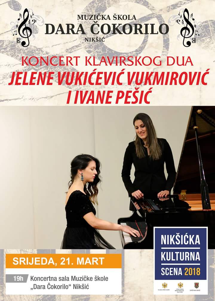 KONCERT KLAVIRSKOG DUA JELENE VUKIĆEVIĆ VUKMIROVIĆ I IVANE PEŠIĆ.