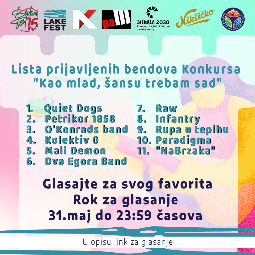 Otvoreno glasanje Konkursa za mlade bendove koji će nastupiti na Lake festu i Bedem festu