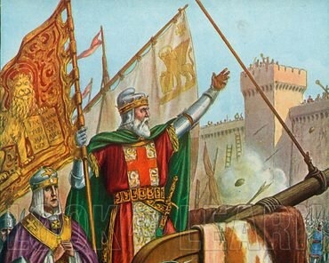 Enriko Dandolo i Isak II Anđeo u sudaru, kao dvije osobe bez vida na čelu svojih država, 1204. odine