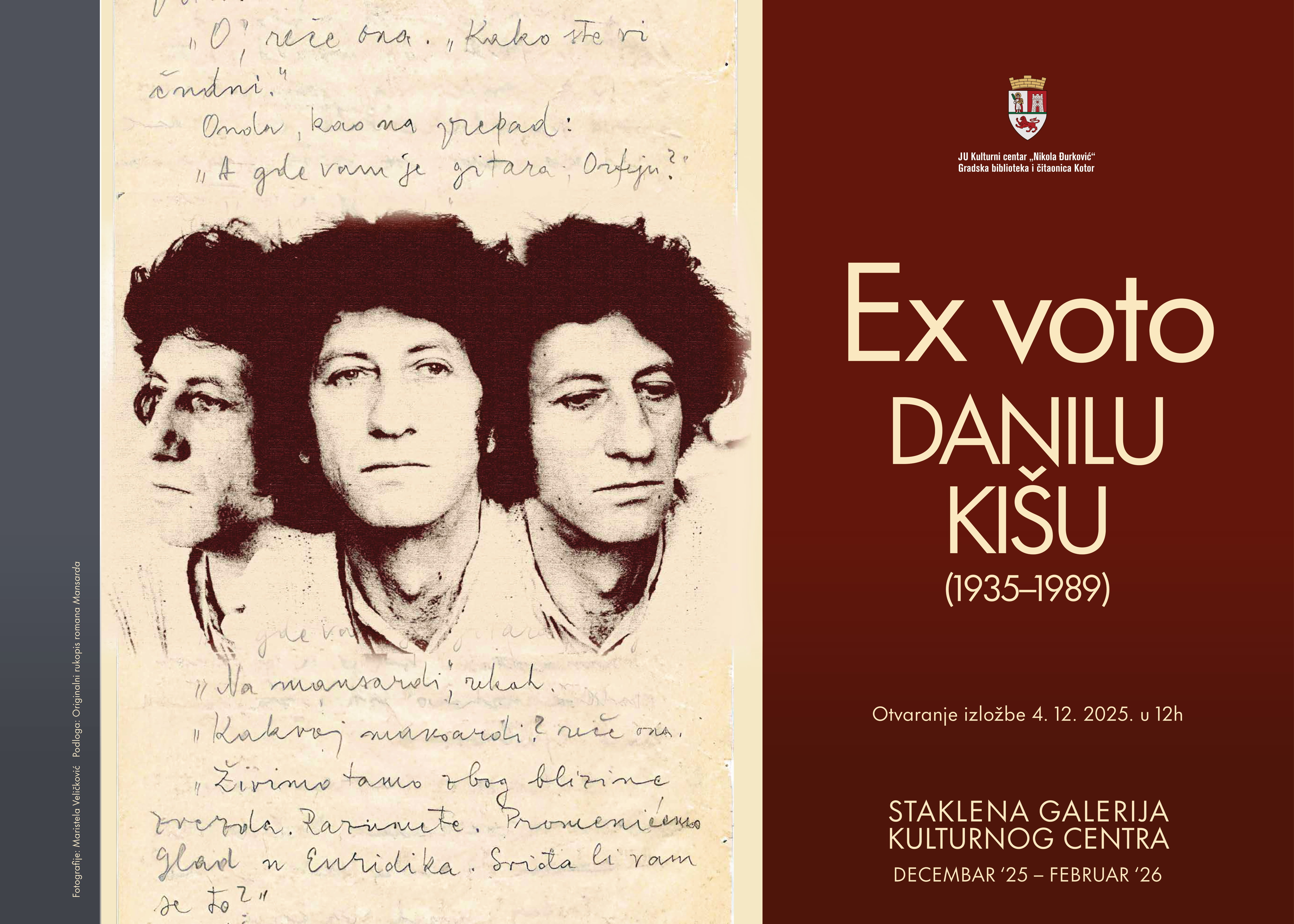 Izložba povodom 90 godina od rođenja Danila Kiša: „EX VOTO Danilu Kišu (1935–1989)“
